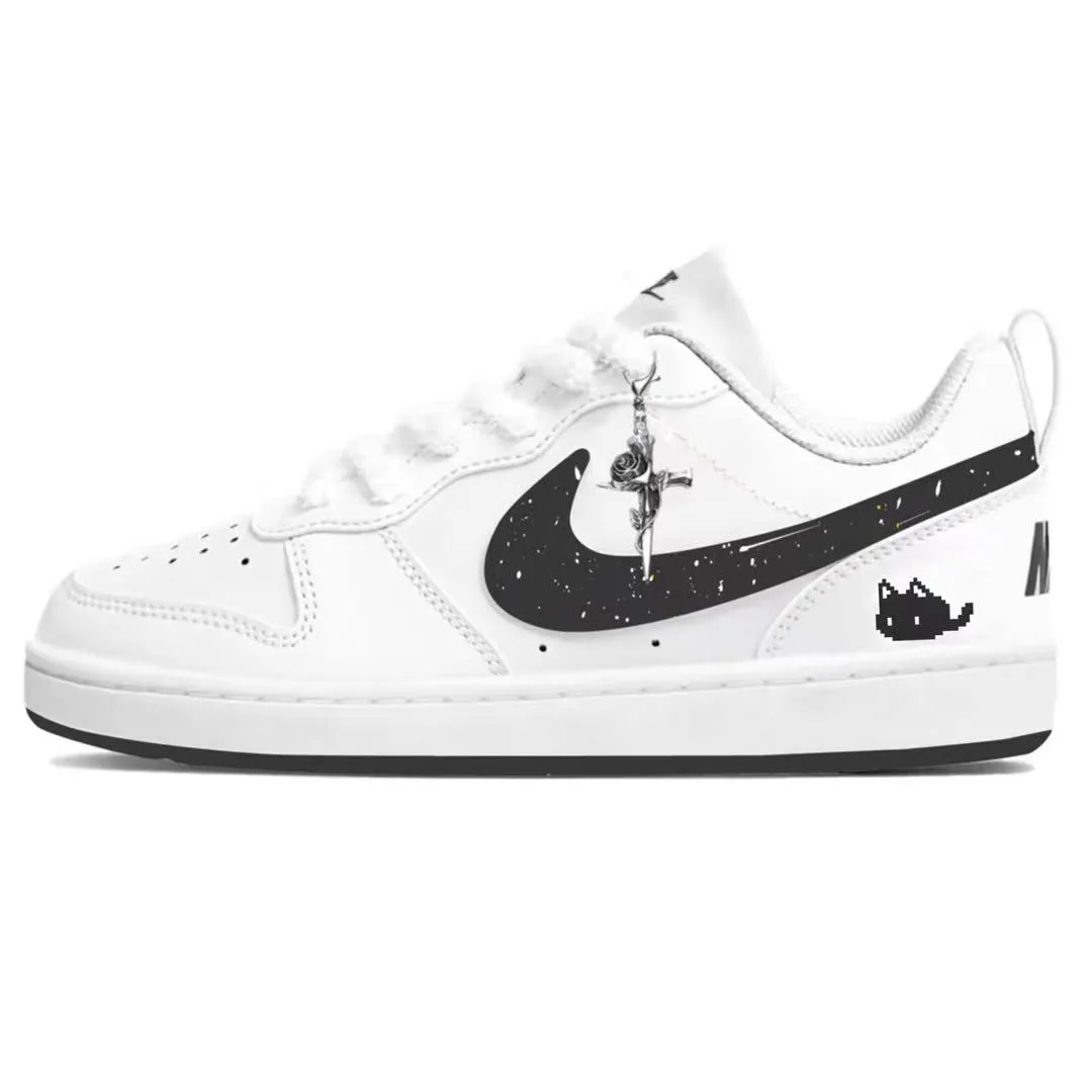 Nike Кроссовки для скейтбординга Court Borough 2 Pixel Kitten Low Top черно-белые — фото 3