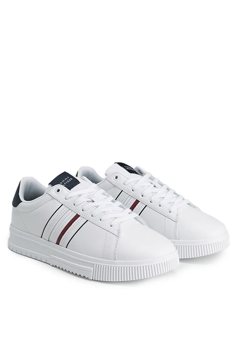 Кроссовки кожаные, полоски, Tommy Hilfiger, белый — фото 2