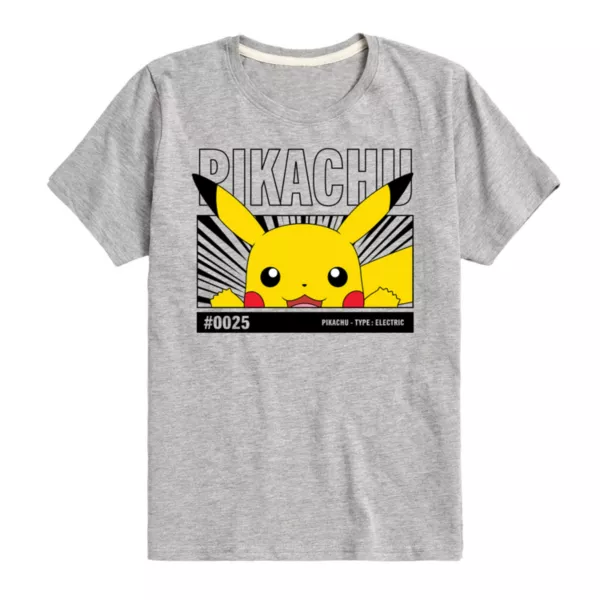 

Футболка для мальчиков 8-20 лет с принтом "Пикачу выглядывает" Pokemon Licensed Character, серый