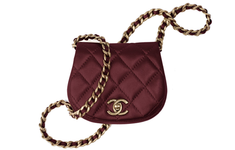 

CHANEL Кожаная сумка через плечо бордового цвета