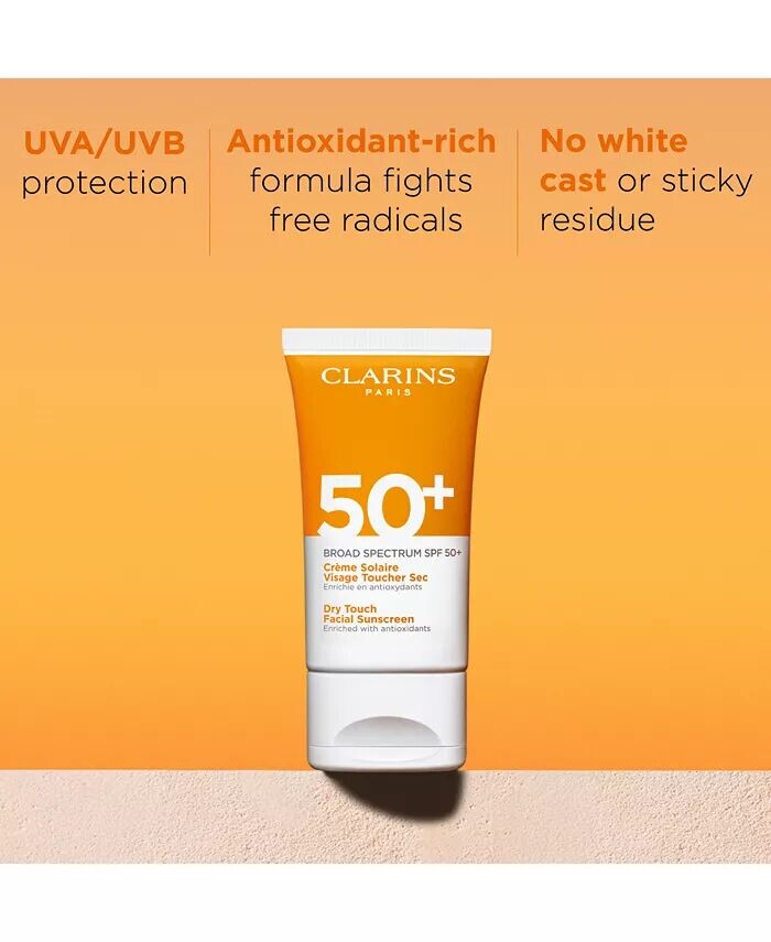 Солнцезащитный крем для лица Dry Touch широкого спектра SPF 50+, 1,7 унции Clarins — фото 2