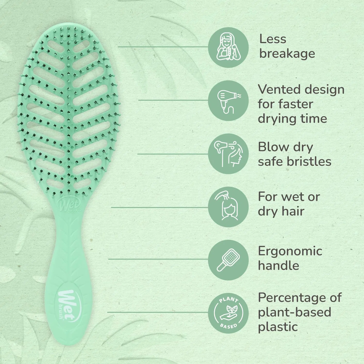 Экологичная расческа «Go Green Speed Dry» от Wet Brush Wet Brush, Green — фото 4