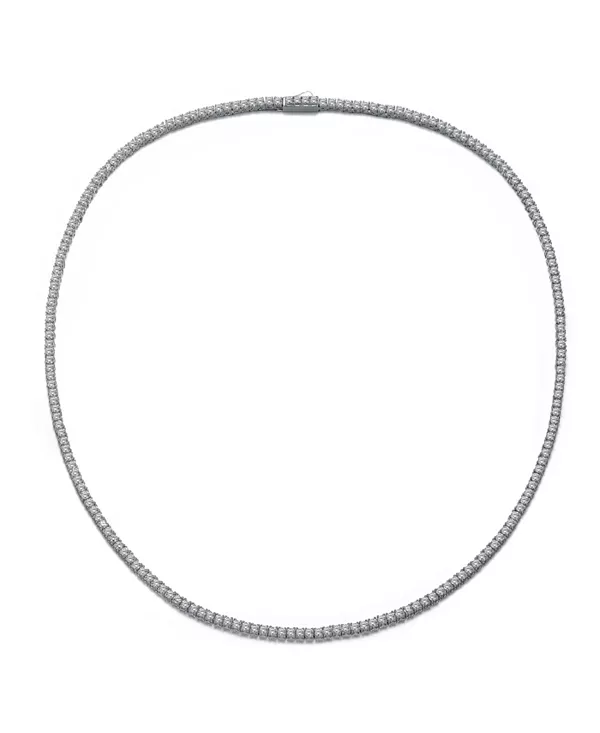 

Теннисное ожерелье из стерлингового серебра с белым золотом и кубическим цирконием 2 мм Genevive, white