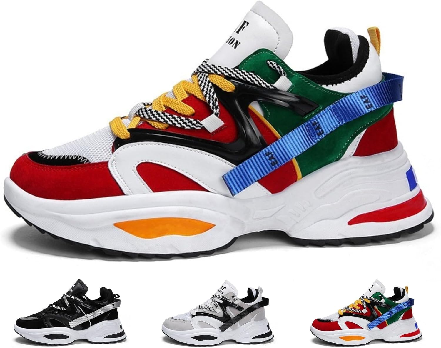 

Мужские ретро-кроссовки с цветными вставками для повседневной ходьбы, бега и спорта Huayorong, красный
