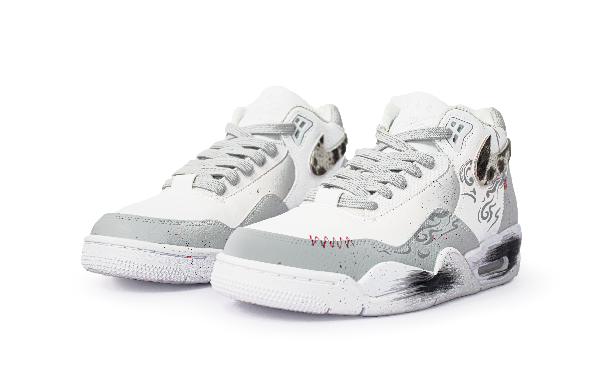 

Парные кроссовки Flight Legacy Galloping Journey Of Ten Thousand Miles Mid Top Vintage Basketball Unisex Gray Nike, белый