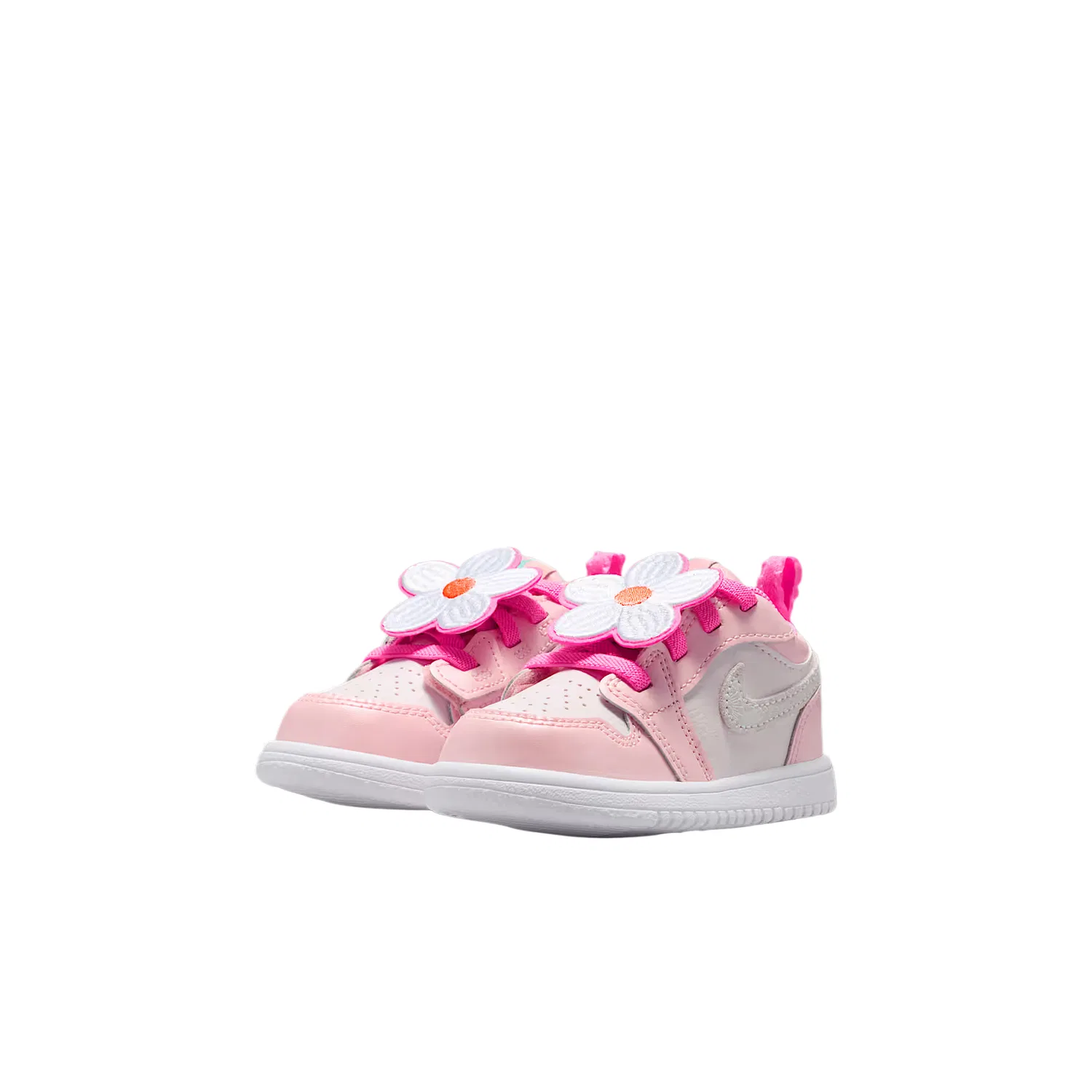 Кроссовки Air 1 Leather Low top для малышей Jordan, Pink Radiance/Pink Bloom/Bright Orange/Light Aqua Blue — фото 3