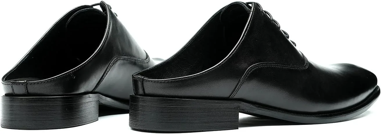 Мужские кожаные мюли Santimon Mens - формальные сандалии для торжеств, лоферы на каждый день с открытой задней частью, клогги, оксфорды, тапочки, повседневная деловая мода, летняя обувь для мужчин, черный — фото 2