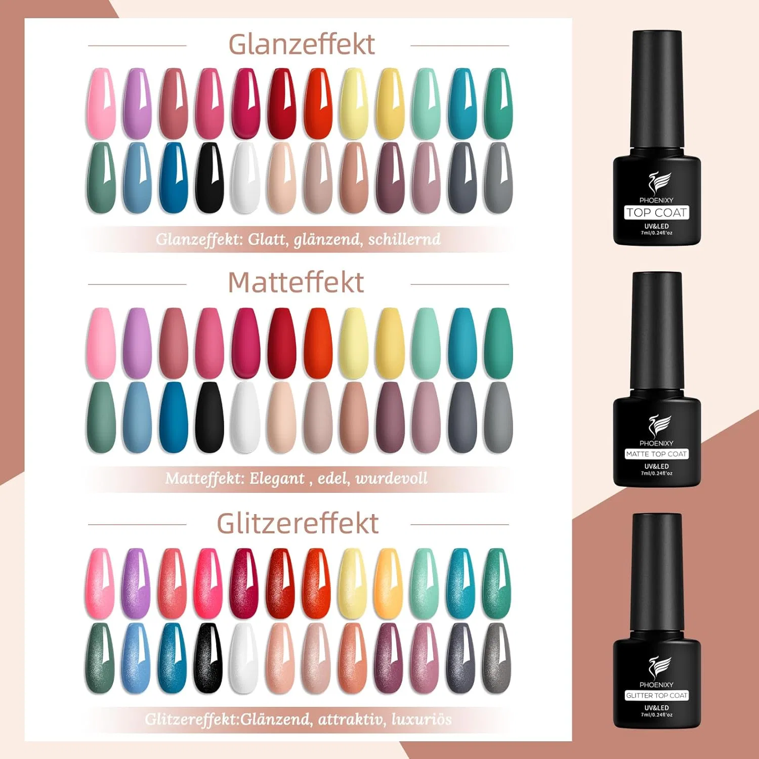 Стартовый набор для гель-лака «Gel Nails Starter Set» от Phoenixy с УФ-лампой 48 Вт Phoenixy, S19-Summer Sea Wind — фото 2