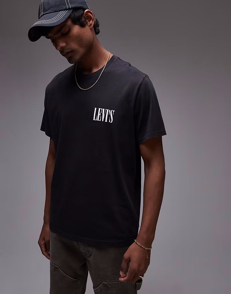 

Футболка свободного кроя с логотипом Levi's serif черного цвета