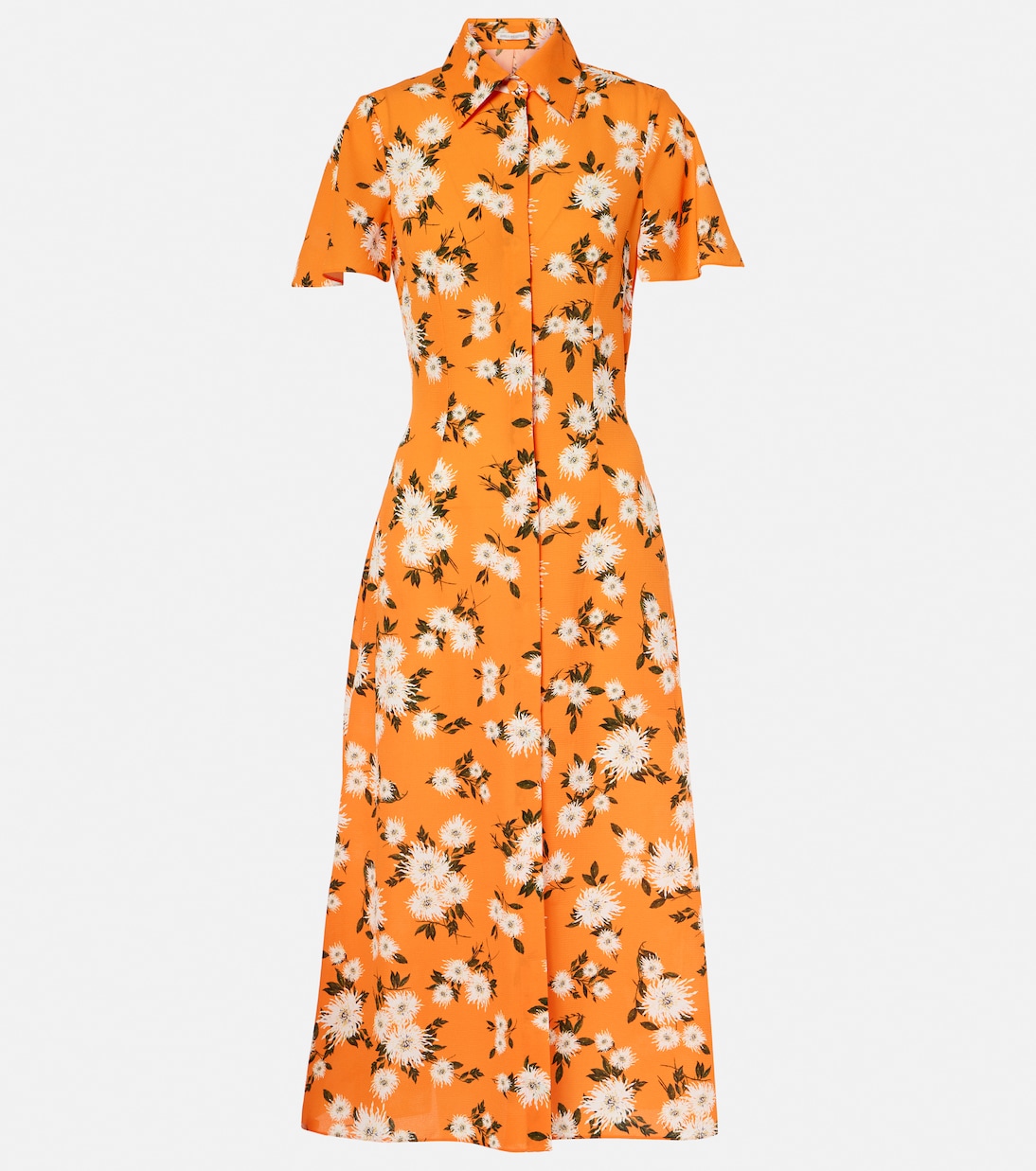 

Платье-рубашка из креп-жоржета Florencia с цветочным принтом Emilia Wickstead, Small Dahlia Orange