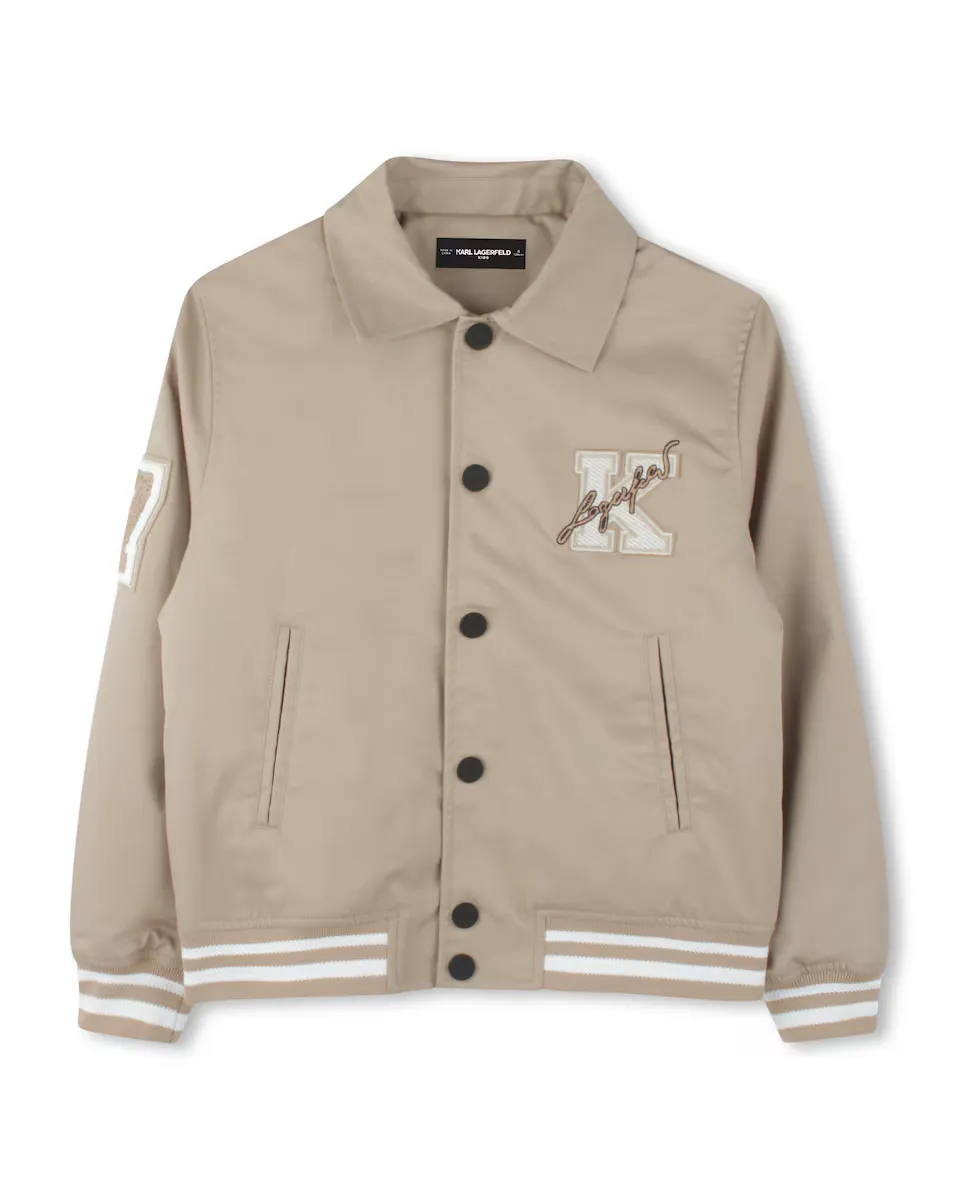 

Жакет для мальчика с отделкой в рубчик и вышивкой на спине Karl Lagerfeld Kids, цвет Crema
