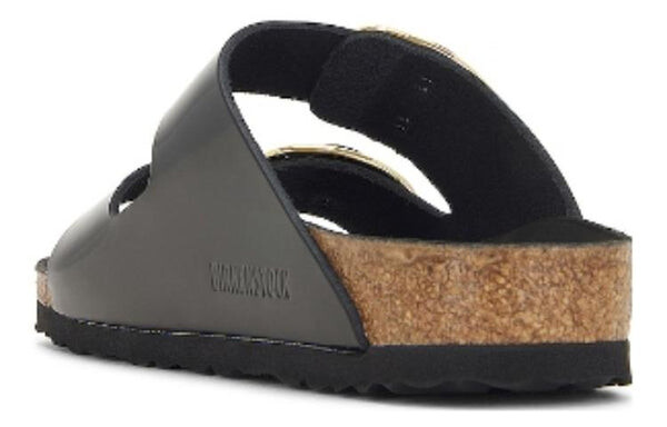 Тапочки arizona big buckle natural leather narrow fit sandals 'patent high shine black' Birkenstock, черный — фото 4
