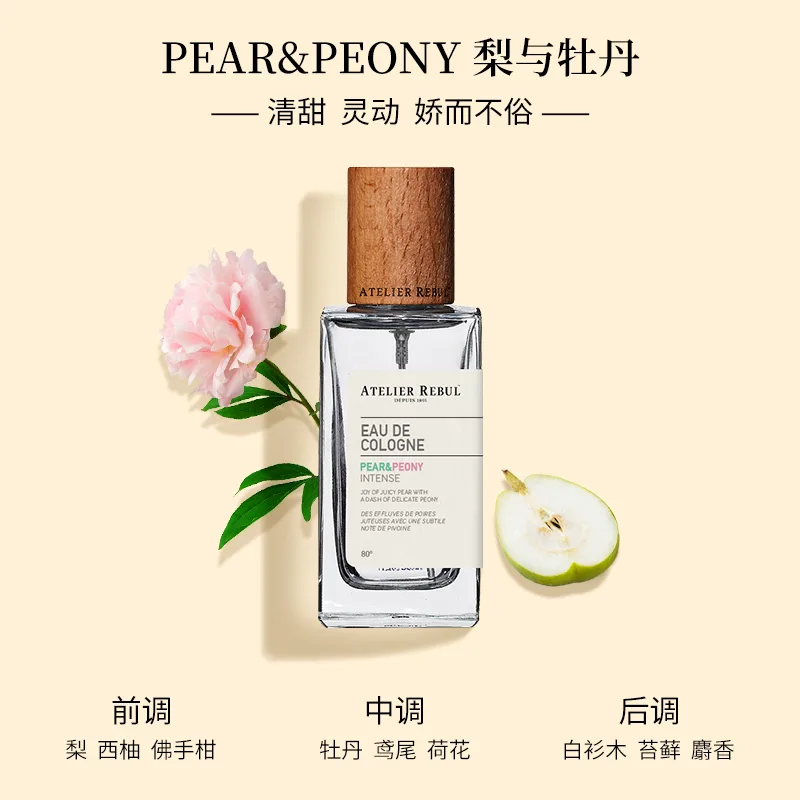 ATELIER REBUL DEPIUS 1895 Туалетная вода Pear And Peony с ароматом Little Blue Orchid, древесно-цветочный одеколон, Pear and Peony Perfume+PVC Transparent Shopping Bag+Hand Cream+Preserved Flower — фото 3