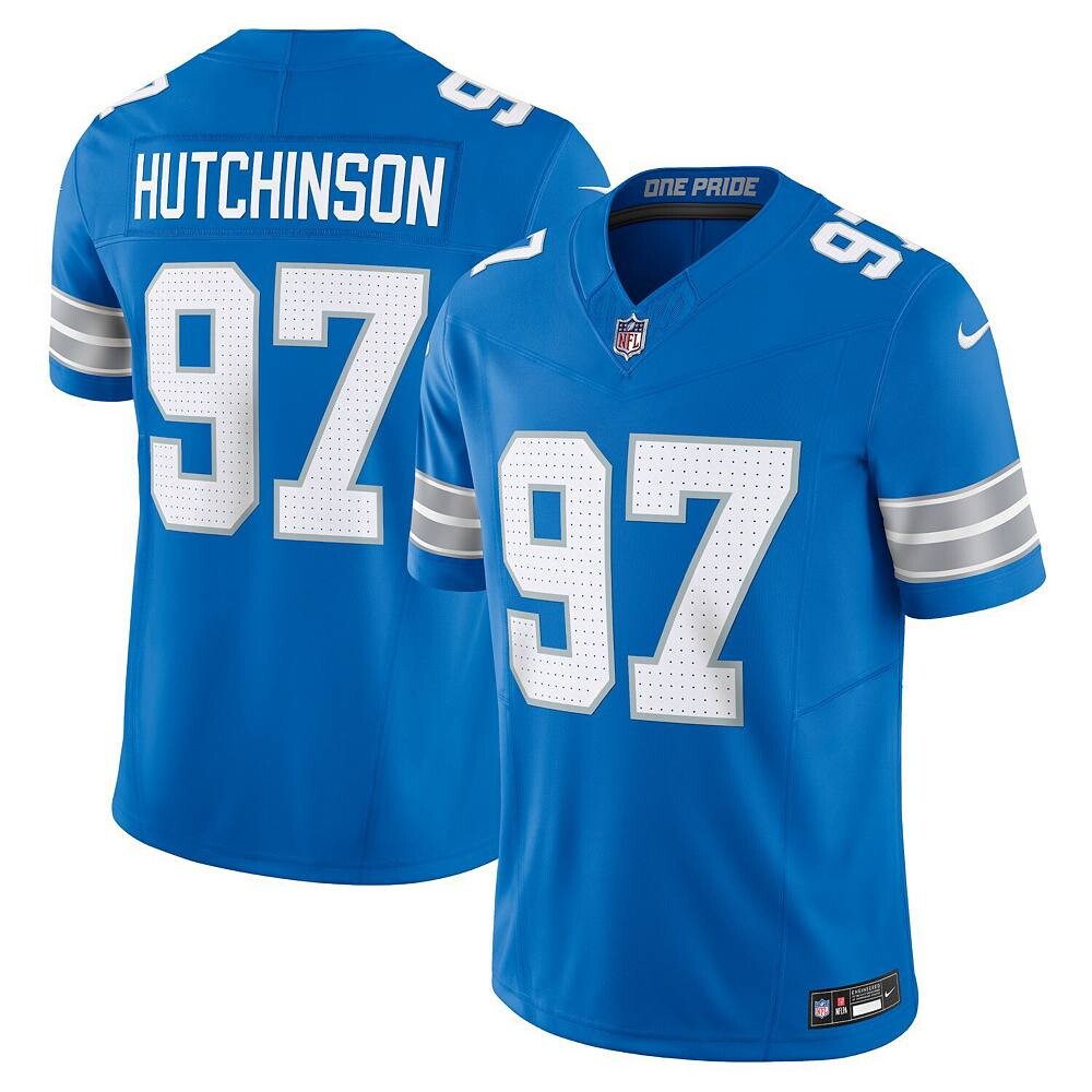 Мужские кроссовки Nike Aidan Hutchinson Blue Detroit Lions Vapor F. Ограниченный Джерси, цвет Lns Blue — фото 2