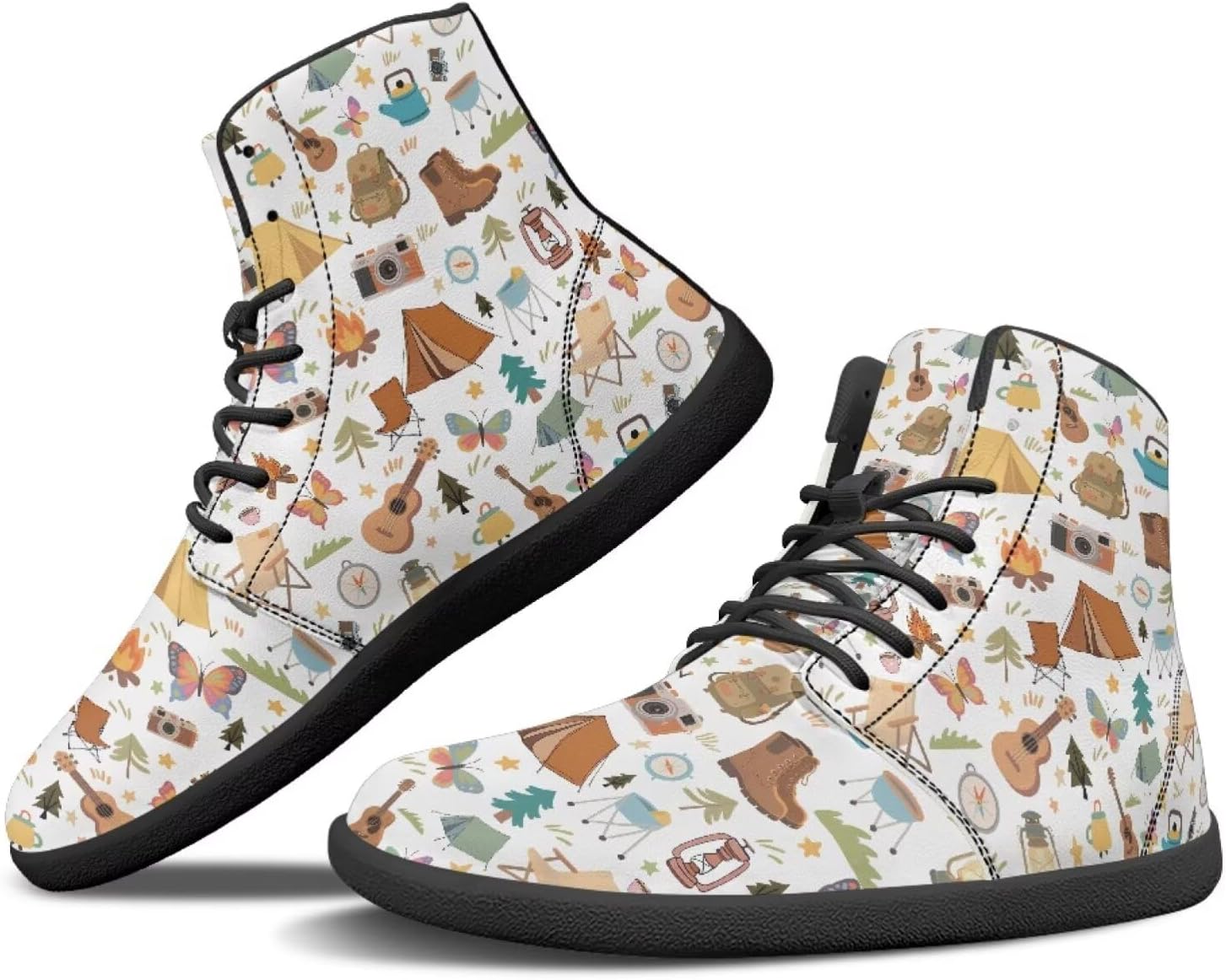 

Охотничьи ботинки Binienty Barefoot для мужчин и женщин, водонепроницаемые, из искусственной кожи, высокие, с поддержкой лодыжки, спортивная обувь, Camping Theme