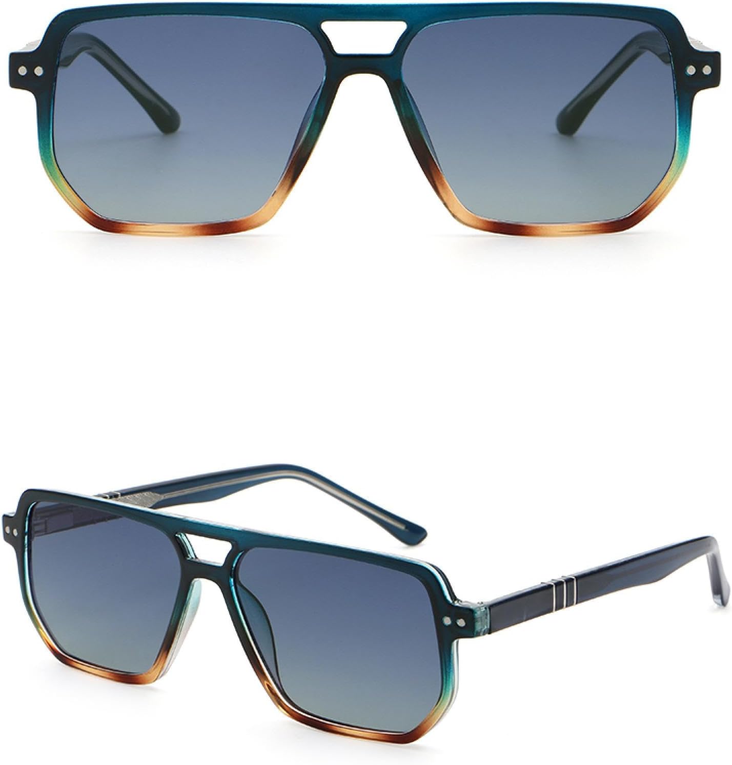 

Солнцезащитные очки в крупной оправе в стиле ретро для женщин, защита от УФ-излучения UV400, двойная перемычка, для мужчин, для вождения, леопардовый коричневый летний вариант VFDHN, 4