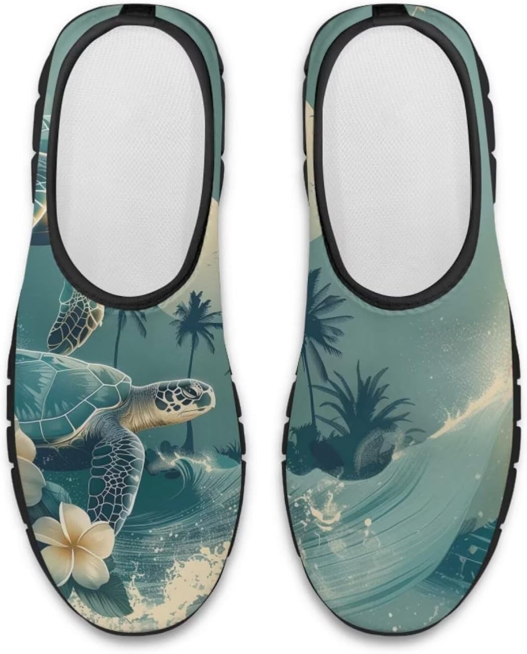 

Повседневные кроссовки Binienty для женщин и мужчин с принтом морской черепахи, лоферы с поддержкой свода стопы, низкие лоферы на платформе, Turtle Plumeria Palm Tree