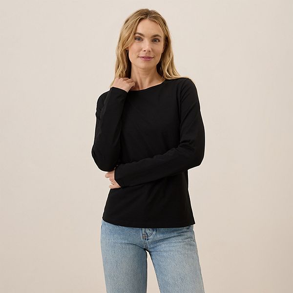 

Футболка с длинным рукавом Organic luxe stretch jersey slim Pact, Black, Черный, Футболка с длинным рукавом Organic luxe stretch jersey slim Pact, Black