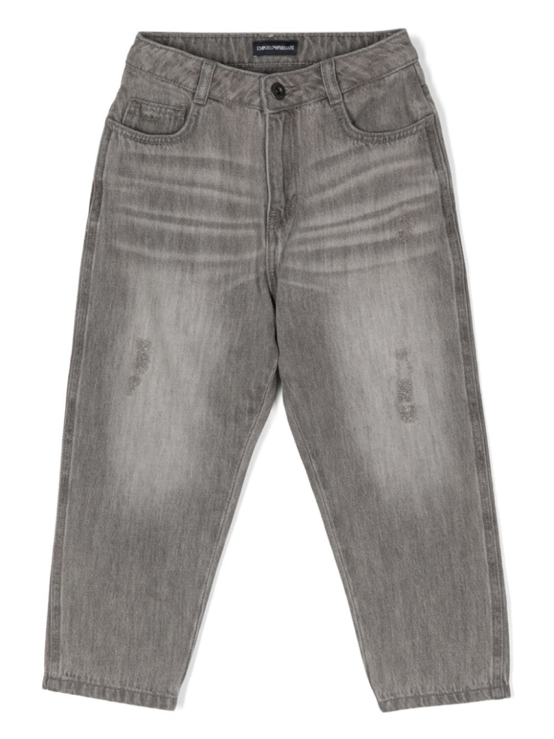 

Emporio Armani Kids потертые зауженные джинсы, серый