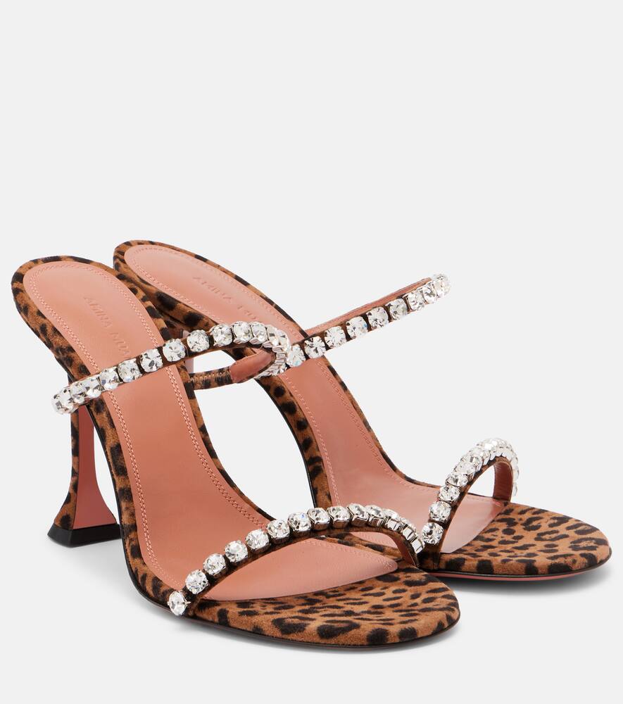 Gigi 95 мюли из леопардовой замши Amina Muaddi, Leopard