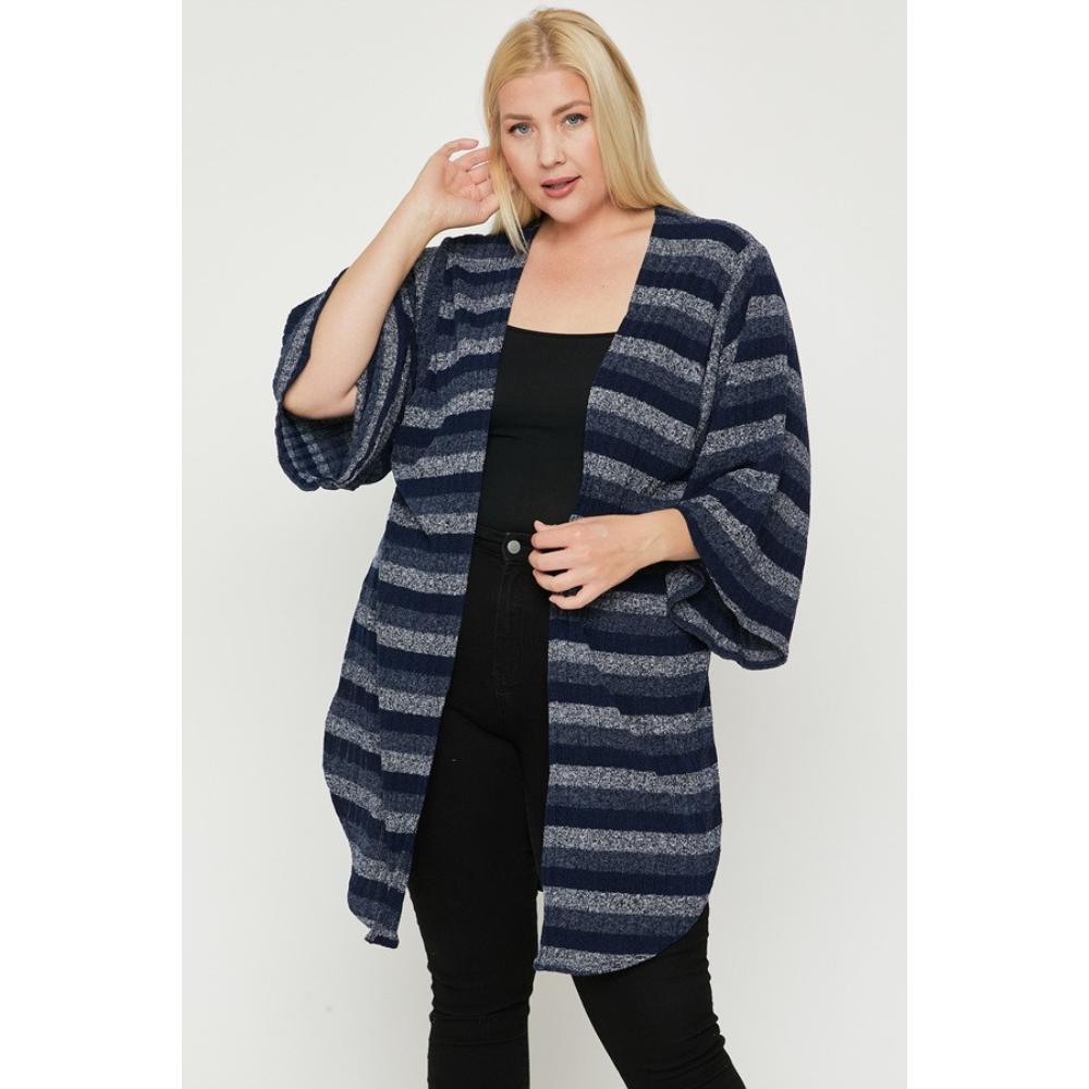 

Кардиган в разноцветную полоску FASHNZFAB, темно-синий