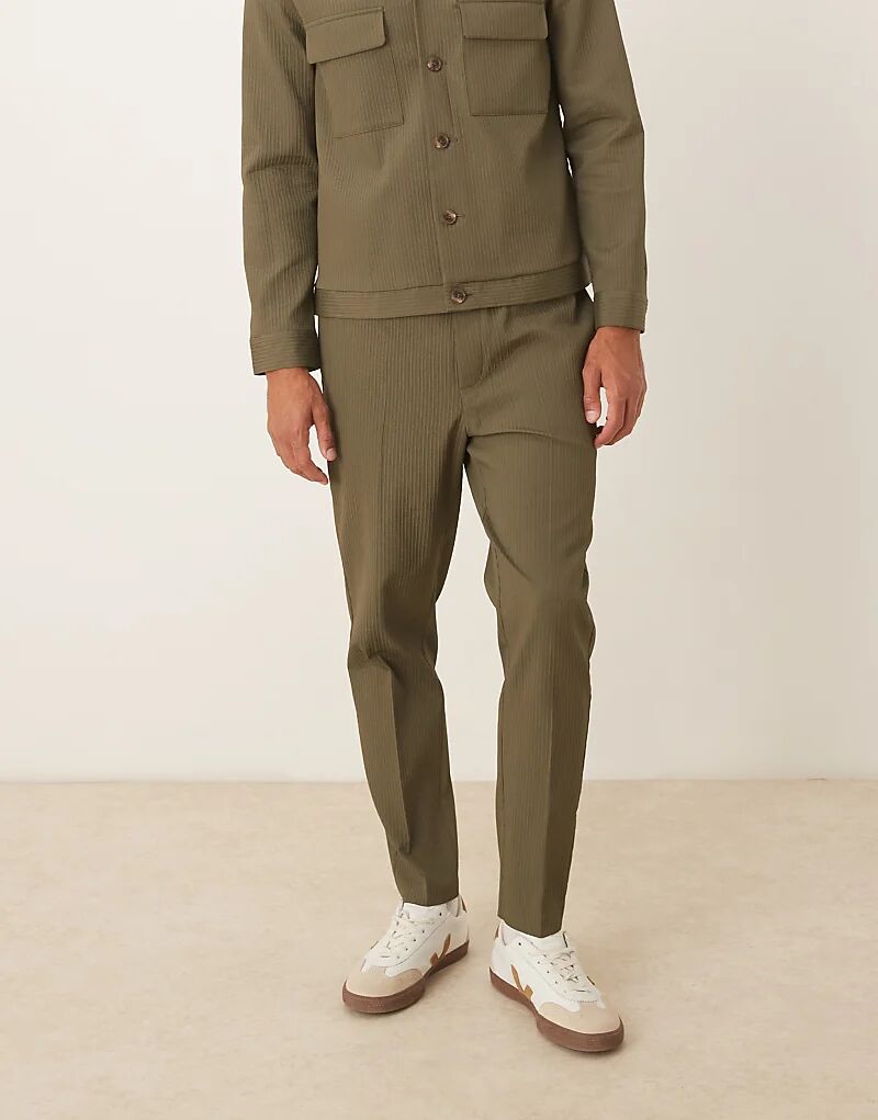 

Зауженные элегантные брюки ASOS DESIGN из комплекта в рубчик цвета хаки