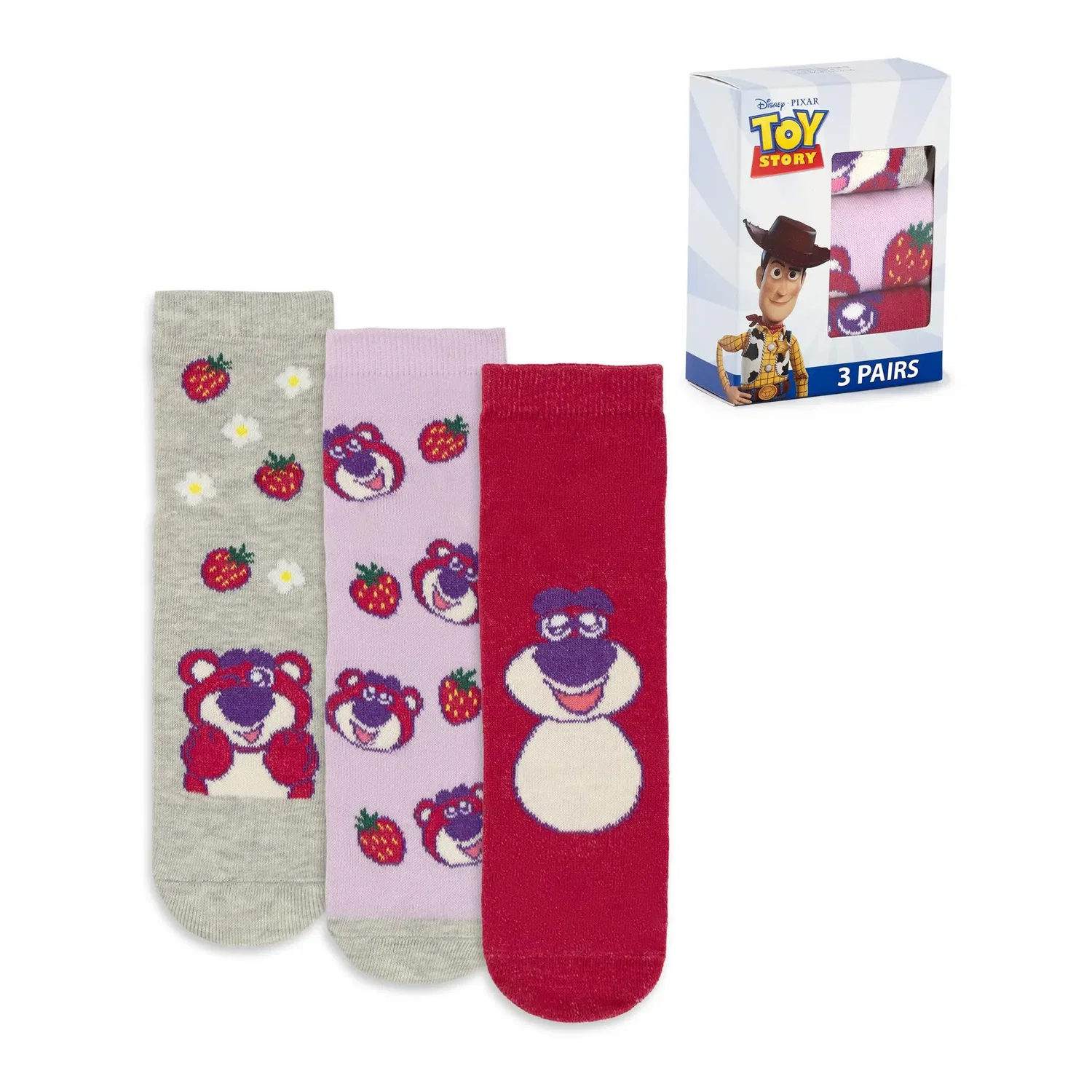 Носки детские 3 пары Disney Toy Story Lotso, розовый