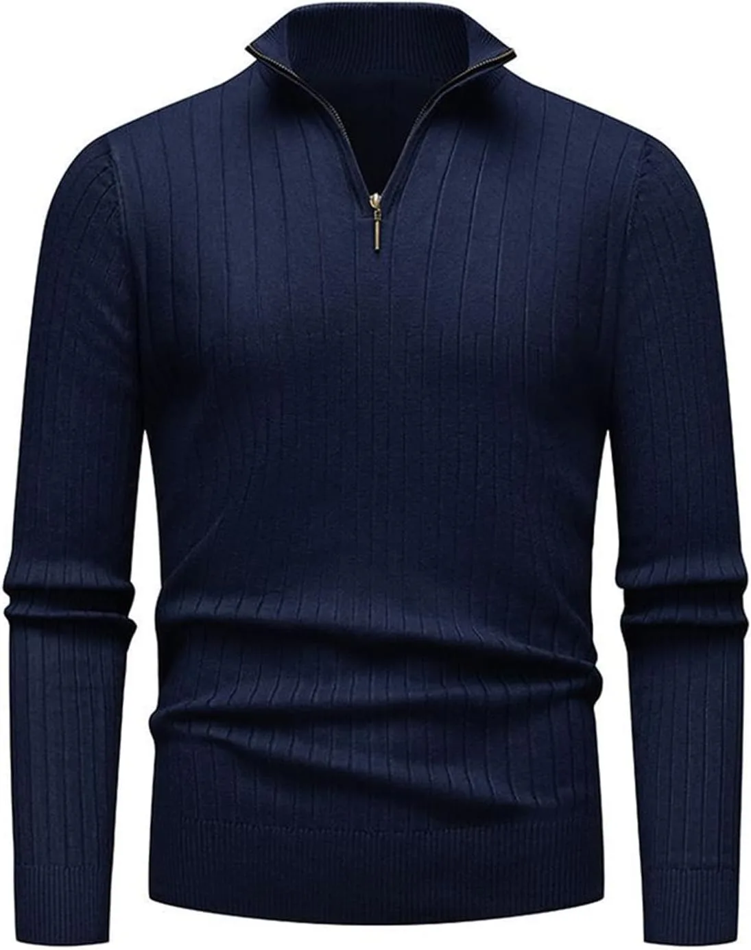 

Мужской свитер с четвертью молнии | Mock Neck Ribbed | Slim Fit