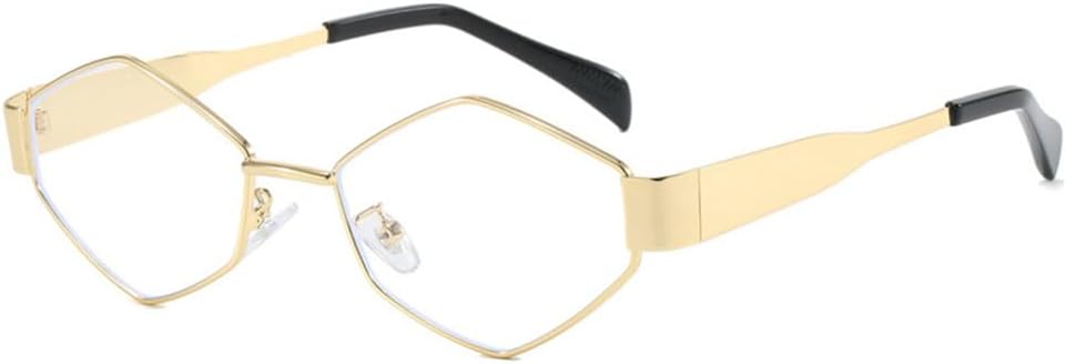 

Винтажные панк-солнцезащитные очки в металлической оправе с многоугольными линзами для женщин и мужчин, для вождения, с прозрачными линзами и защитой от УФ-излучения UV400 KTUCN, Goldclear