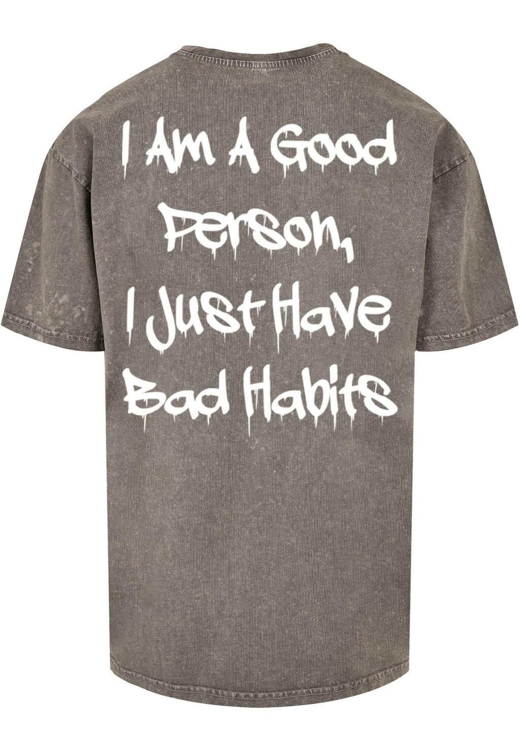 

Футболка с принтом BAD HABITS ACID WASHED HEAVY Merchcode, серый