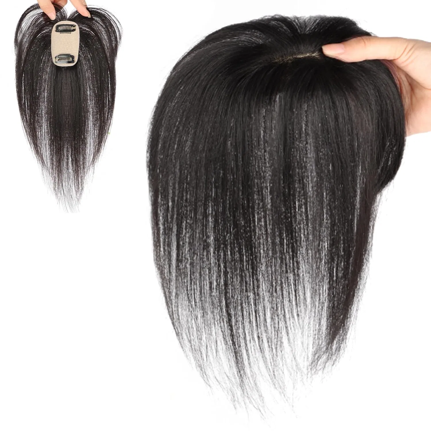Женский накладной шиньон «Hair Topper» с шелковой основой Generic, Natural Black — фото 3