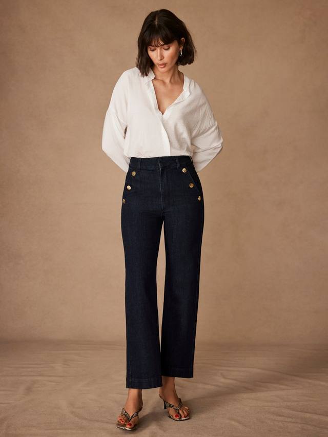 

Укороченные джинсы с пуговицами Mint Velvet, цвет Dark Indigo
