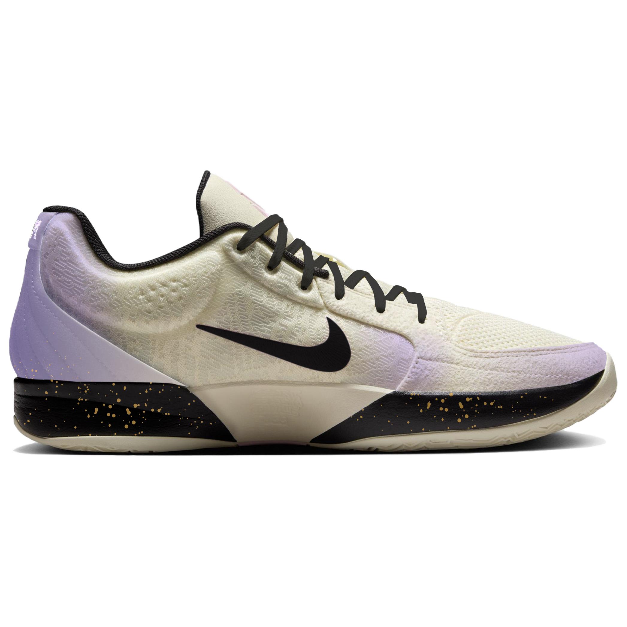 Ja Morant 2 Floral Cushioning, Wear Resistant мужские баскетбольные кроссовки низкие фиолетовые золотые Nike, фиолетовый золотой — фото 3