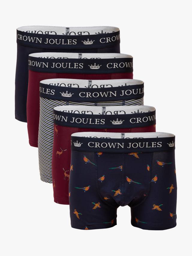 

Коронованные боксеры Cotton Stretch с графическим принтом Joules, Pack of 5