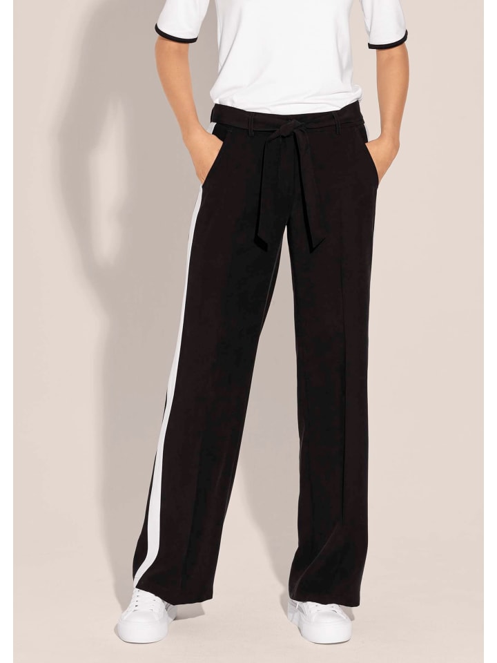 

MADELEINE Широкие брюки на шнуровке с боковыми полосками, черно-белые