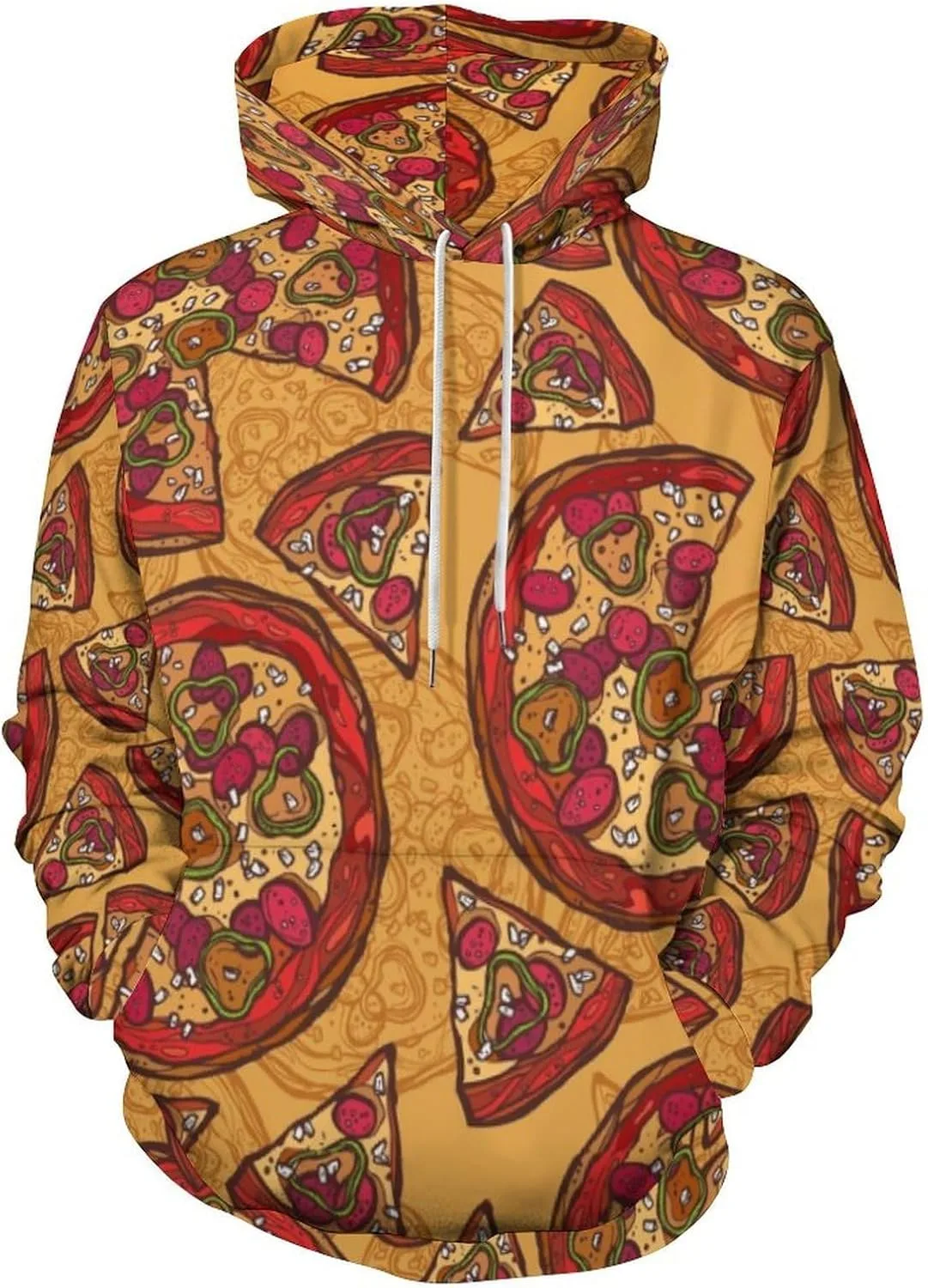 Толстовка с рисунком пиццы для женщин и мужчин, модный пуловер, дышащая толстовка с капюшоном для отдыха на природе Generic, желтый