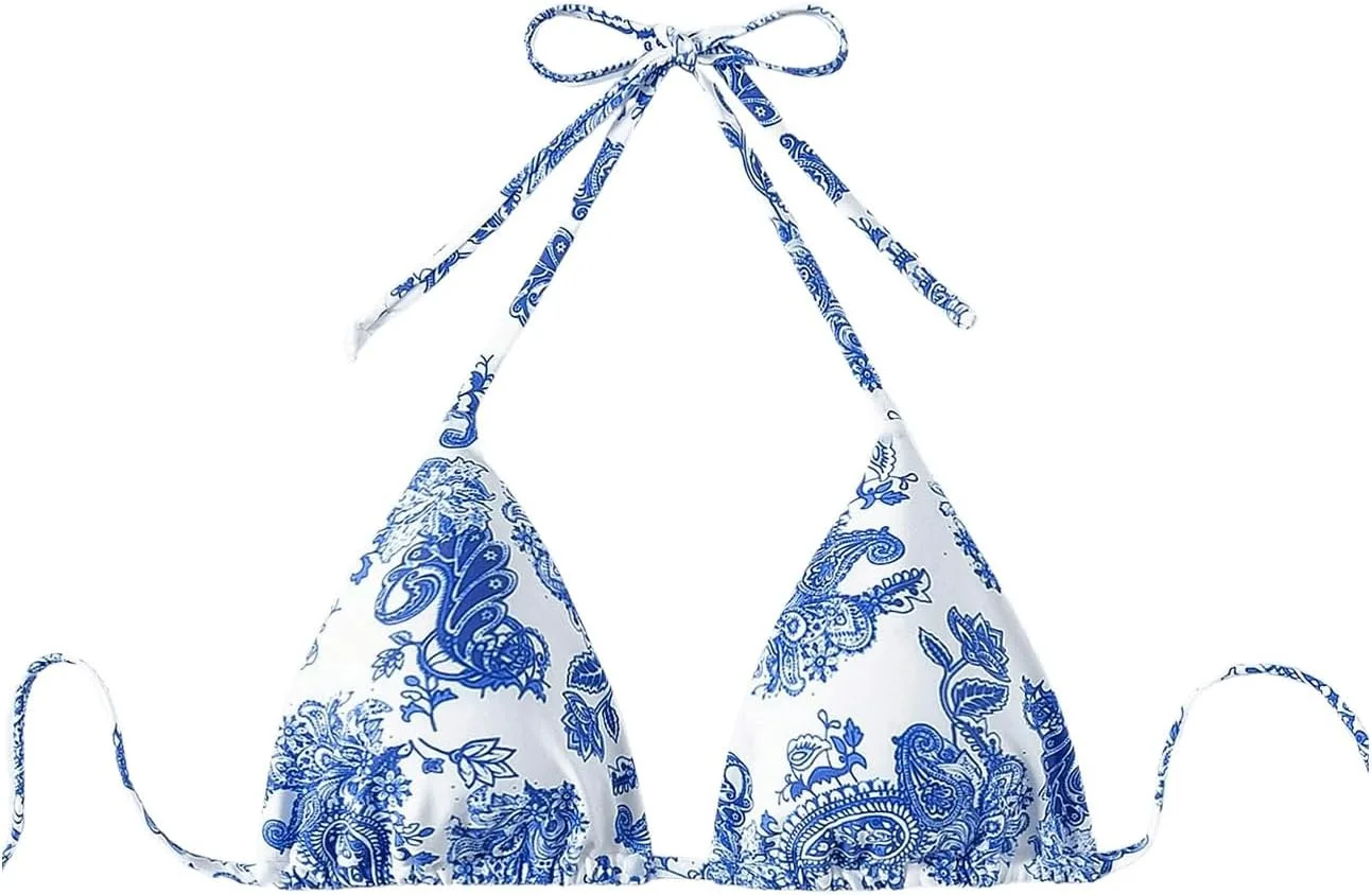 

WDIRARA Женский топ-бикини на запах с цветочным принтом и V-образным вырезом