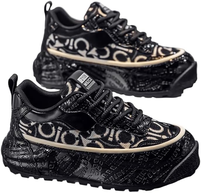 

Мужские модные кроссовки с вышивкой и принтом - с утолщенной подошвой для увеличения роста, легкие и стильные обувные кроссовки Clolinde, черный