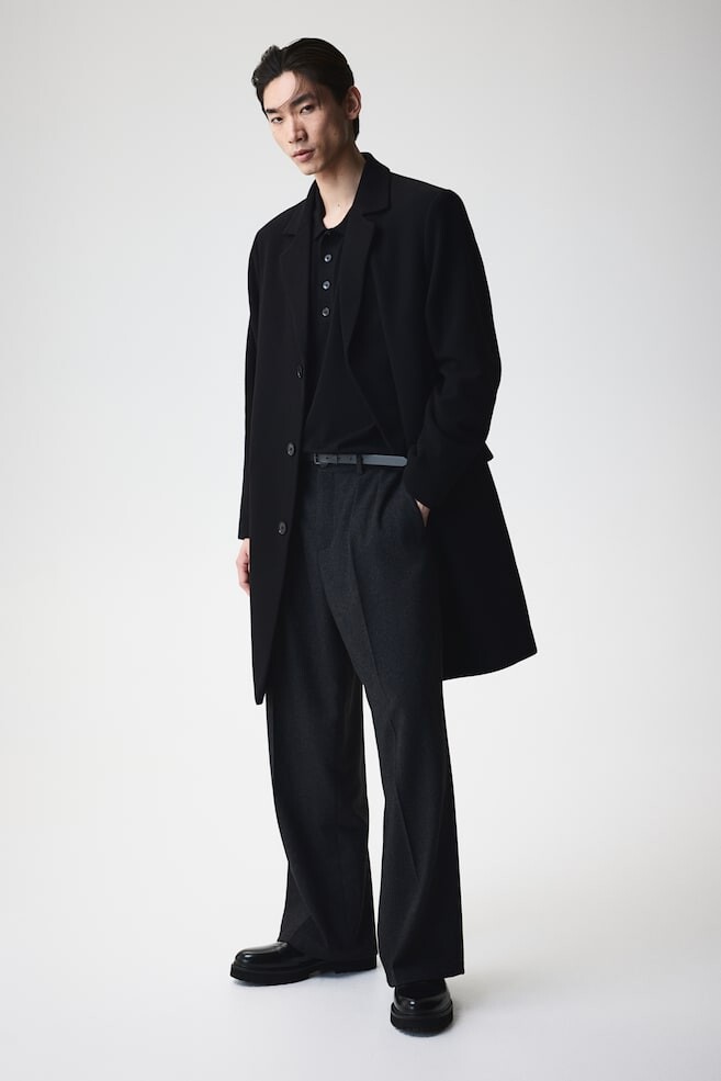 

Пальто из смесовой шерсти H&M, черный