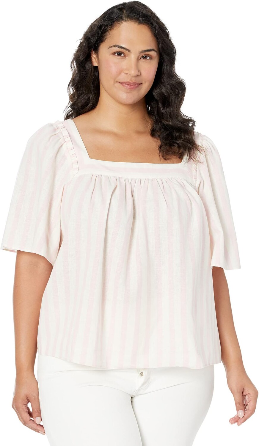 

Топ Draper James Plus Size Maren Top in Cabana Stripe, цвет Light Pink