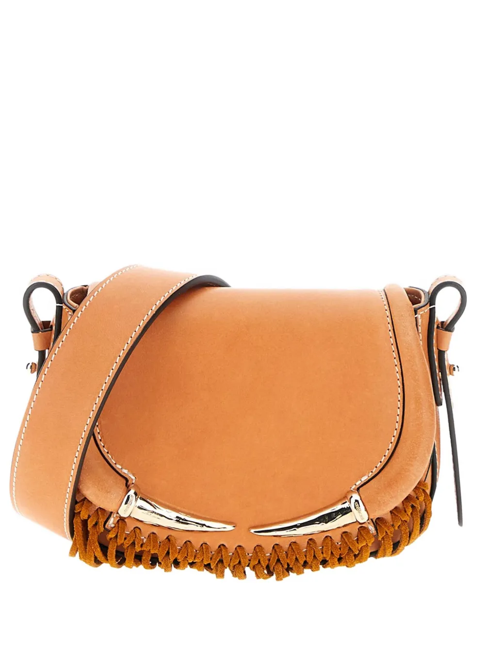 

Кожаная сумка на плечо с отделкой из бахромы Roberto Cavalli, коричневый