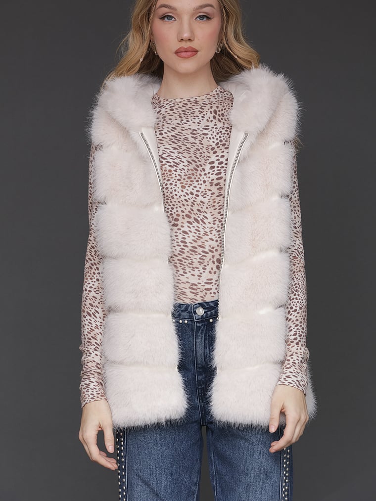 

Жилет с капюшоном и застежкой-молнией спереди Avec Les Filles, pearl