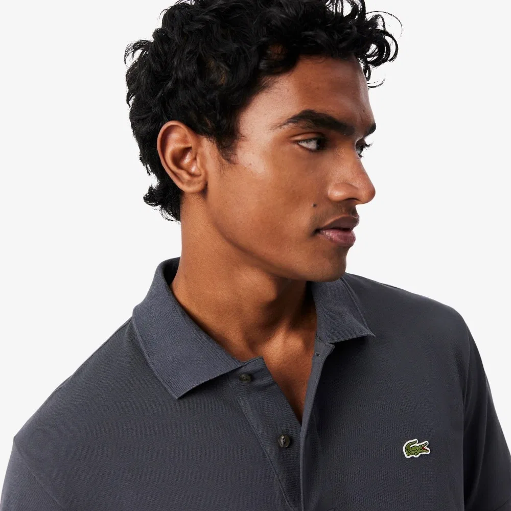 Футболка-поло Lacoste Classic Fit мужская, с коротким рукавом, темно-серый — фото 2