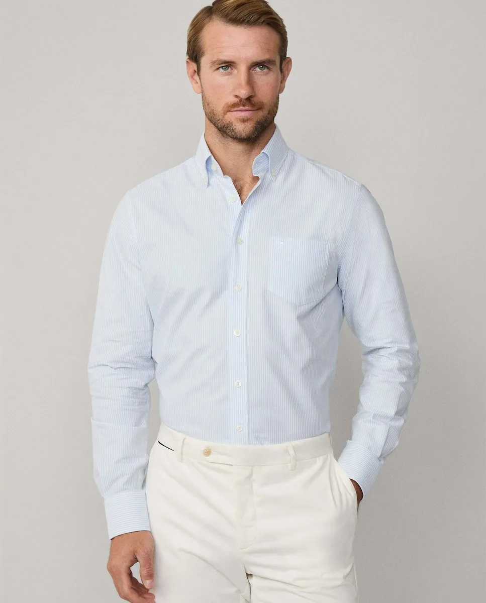 

Рубашка HACKETT Оксфордская в полоску Hackett, светло-голубой