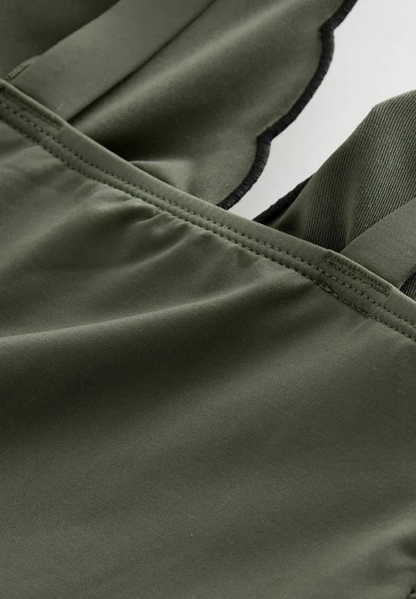 Топ-Танкини стандартного кроя с вышивкой и фестончатым краем Next, Khaki/Green — фото 3