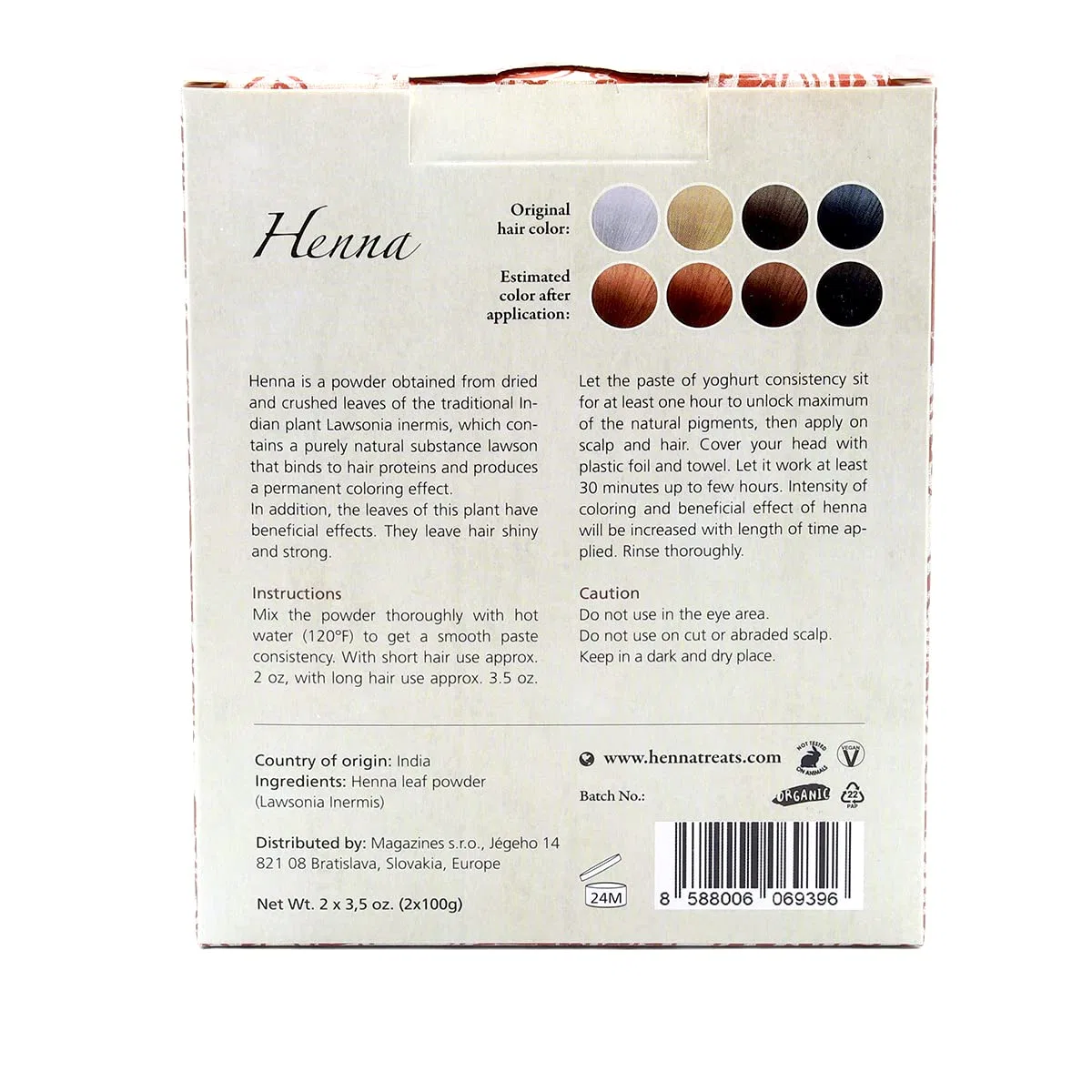 Натуральная индийская хна для волос, красная, 200 г Indian Natural Hair Care, Red — фото 3