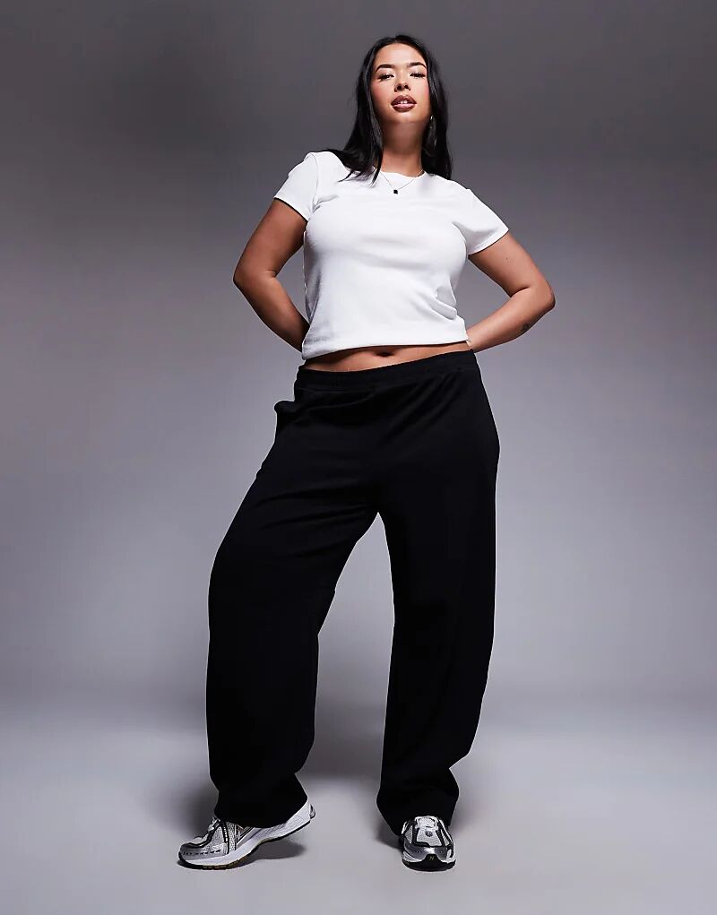 

Спортивные брюки-бочонки ASOS DESIGN Curve интерлок черного цвета Asos Curve
