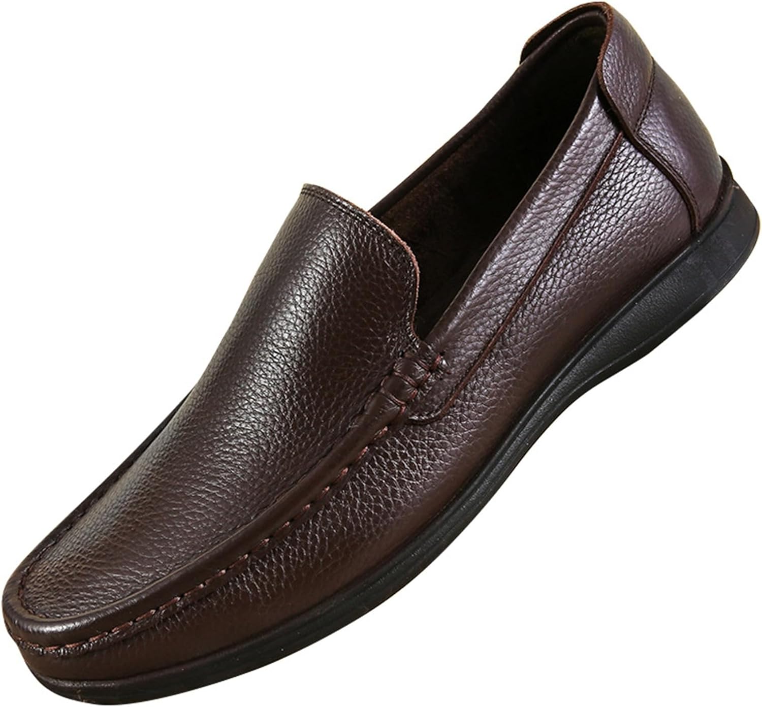 

Мужские лоферы из натуральной кожи с плоским каблуком, дышащие, мягкие и удобные, с круглым носком, повседневные, для ходьбы, вождения, деловые, формальные, офисные, для вечеринок Houdbdol, коричневый