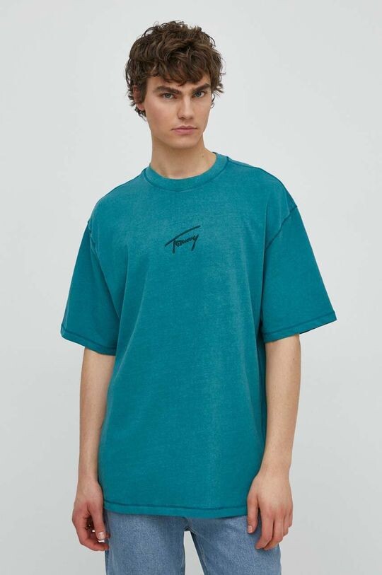 

Хлопковая футболка Tommy Jeans, бирюзовый