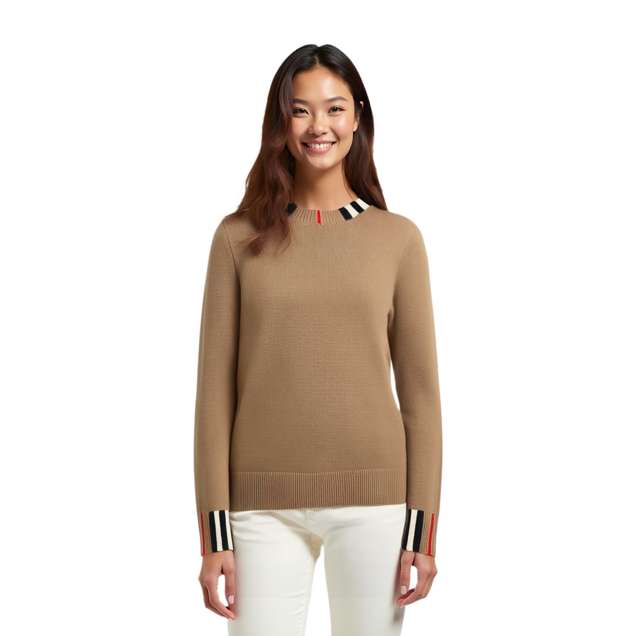 Толстовка Burberry Icon Stripe Trim, хай-стрит стиль, бежевый — фото 4
